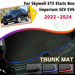 Rear Trunk Mat For Skywell ET5 Elaris Beo Imperium SEV EV6 2022~2024 Boot Cargo Liner Tray Trunk Luggage Floor Pads Accessories