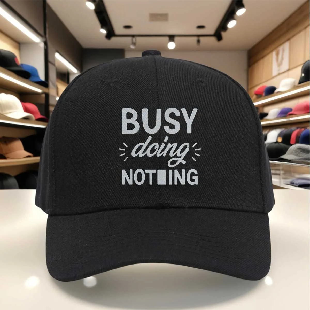 Busy Doing Nothing Baseball Cap, Funny Letter Print Cap, Soft Adjustable Hat