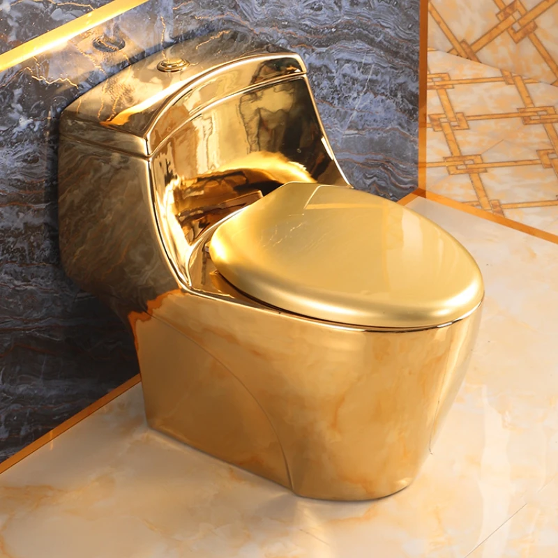 

New Electroplated Gold Toilet Ceramic Art TTo