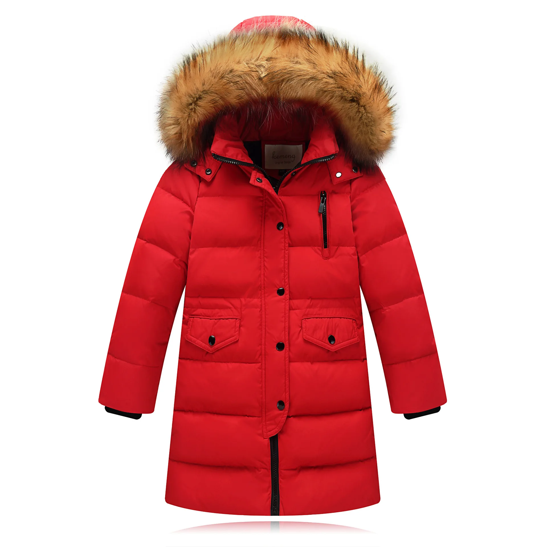 2025 Winter Children Down Jacket For Girls Thick Warm Faux Fur Hooded Long Teenage Girl Outerwear Coat 2-12 Years Kids Outfits
