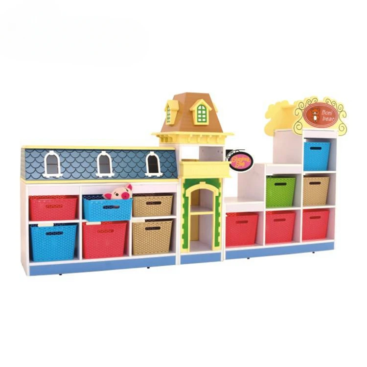 Newest cartoon furniture toy storage combination wood children cabinet