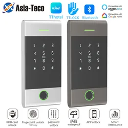 TTLock-teclado de Control de acceso independiente con Bluetooth, teclado de Metal con huella dactilar, resistente al agua, para exteriores, FNC, RFID, IC, lector de tarjetas, MJ01