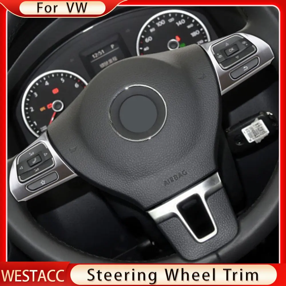 2Pcs Car Steering Wheel Panel Sticker Trim Cover for VW Golf MK6 Passat B7 CC EOS Tiguan Jetta Touran Caddy Sharan Accessories