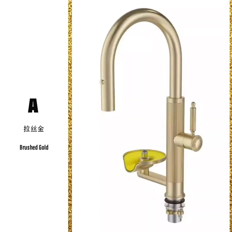 Moderne keukenkraan met uittrekbare sproeier, keramische klep, mengkraan, bekerwasser, vaatwasser, veer - mengkraan voor de gootsteen