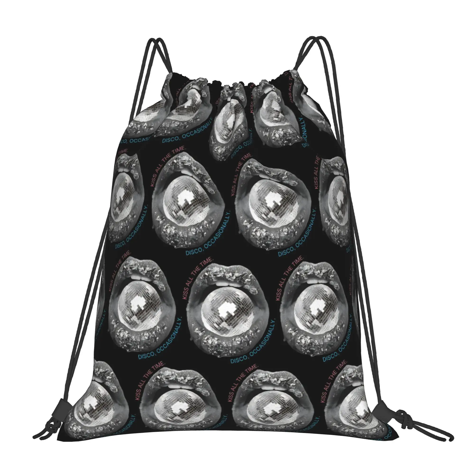 Kiss All The Time Disco Drawstring Backpack Sports Sackpack Harrys Music Styles String Bags for Working Out 36cm (W) x 43cm (H)