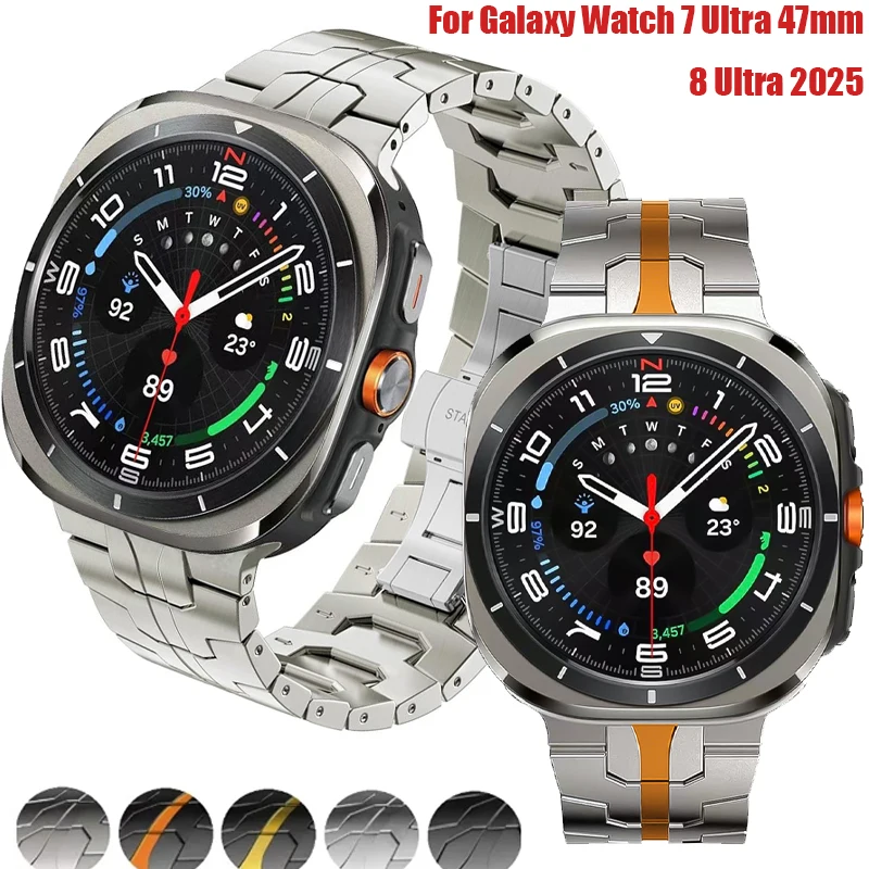 

Качественный титановый ремешок для Samsung Galaxy Watch 8-7 Ultra 47 мм, металлический браслет из нержавеющей стали, браслет Galaxy Watch Ultra 2025 47 мм