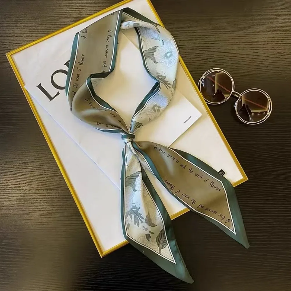 Cinta de seda para el cabello para mujer, elegante pañuelo para el cuello, asa de bolso, pañuelo, accesorios de decoración de moda diaria
