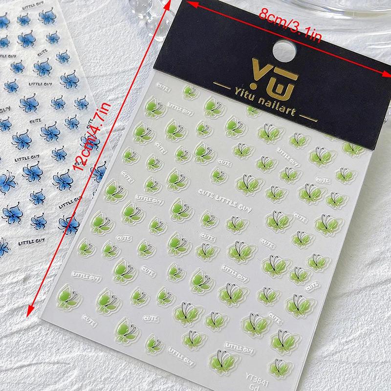 Vlinder Nail Stickers Nail Art Design Decoratie Stickers Diy Blauwe Groene Jelly Manicure Stickers Salon