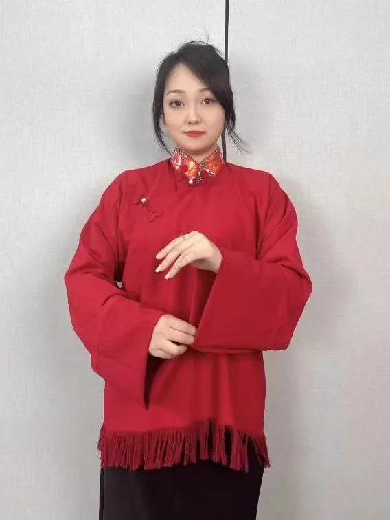 

Tibetan New Beard Shirt Dancing Dress Large Sleeves Swing Sleeve Performance Top Retro Handmade Buttonhole Loop Summer