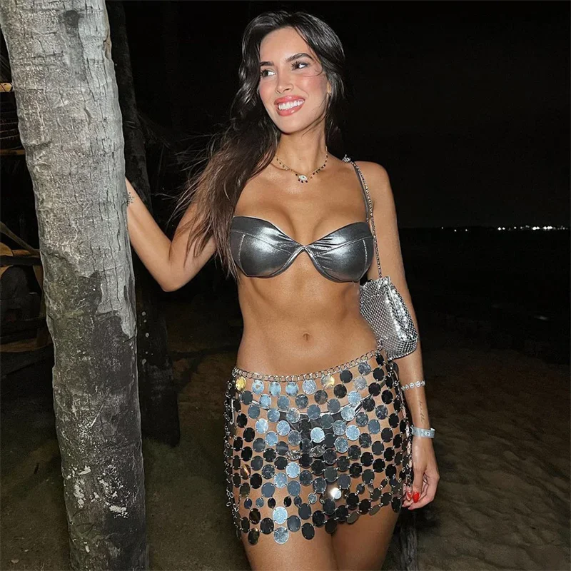 2026 Pailletten-Minirock Damen Luxus Hochtaillierter Rock für Frauen Mode Sommer Damenrock Streetwear Glitzer-Kurzrock – Detail 6