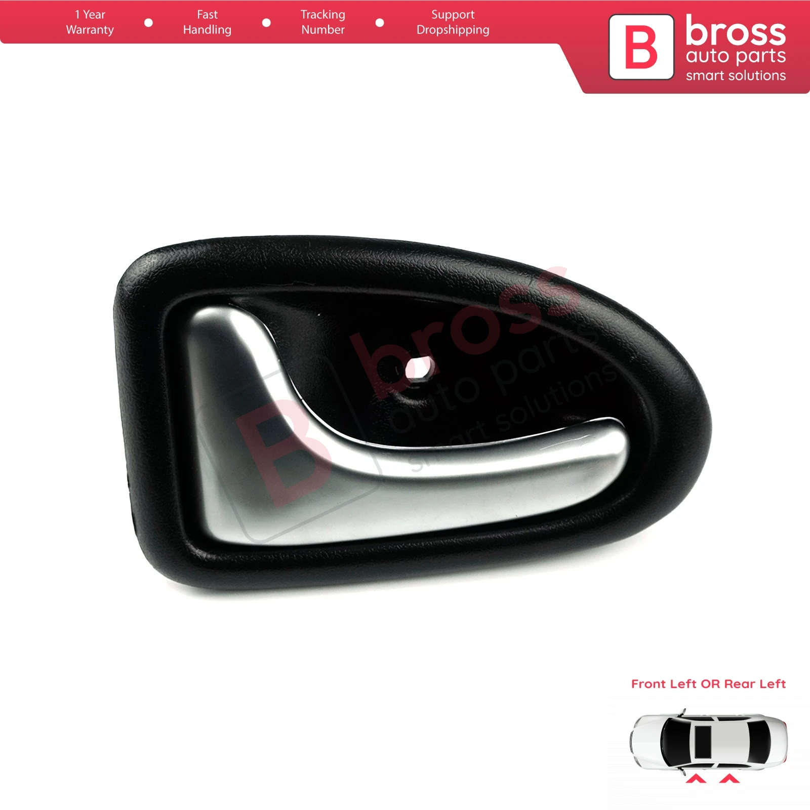 

BDP79 Interior Door Handle Left Chrome Black 7700434716 for Renault Clio 2 Scenic 1 Trafic Logan 1 Daily 3 Master 2 Movano A