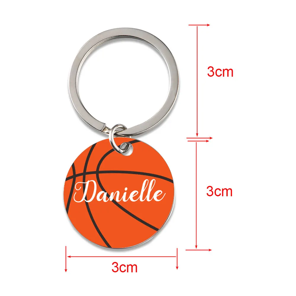 Personalized Basketball Keychain Print Metal Keychain Basketball Tag Name and Number Keychain Custom Metal Keychain Backpack Tag