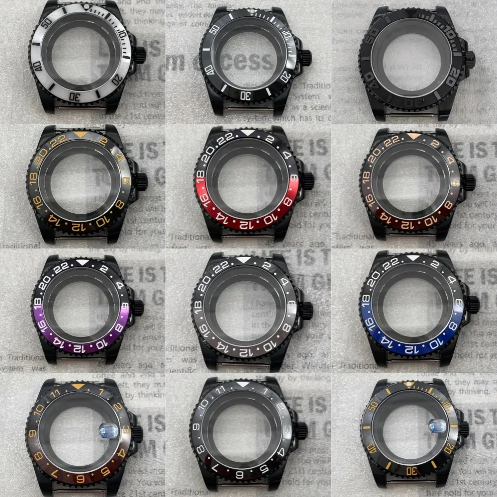 

PVD Black 42mm Watch Case Green Bezel for Rolex Seiko GMT NH34 NH35 NH36 NH38 NH70 NH72 Movement 28.5-30.5mm Dial NO LOGO