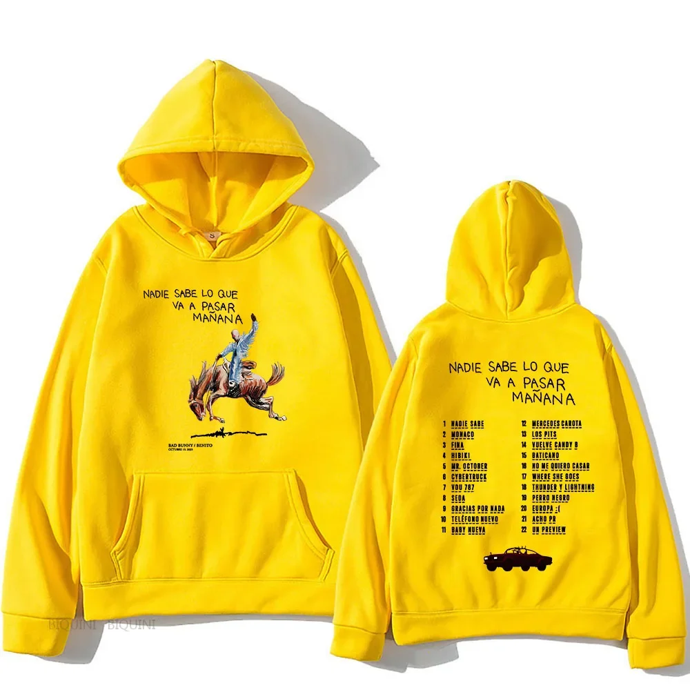 Bad Bunny RIP Hoodies Men/Women Clothing Sudaderas Album Nadie Sabe Lo Que Va Pasar Manana Sweatshirts Long Sleeve Autumn Hoody