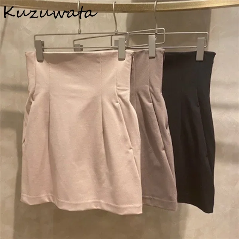 

Kuzuwata Solid Empire Slim Folds Above Knee Sexy Mini Skirts Summer Womens Faldas 2024 New Fashion Temperament Japan Style Jupe