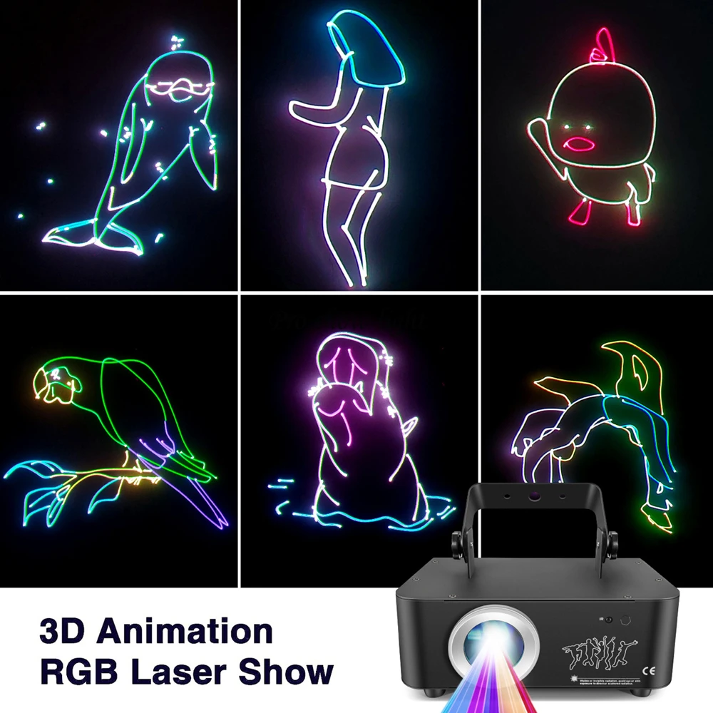 RGB Animation Laser Light DMX 550MW Beam Scanner Laser Light Projector 3D Lazer Light for DJ Disco Bar Club Party Wedding Shows