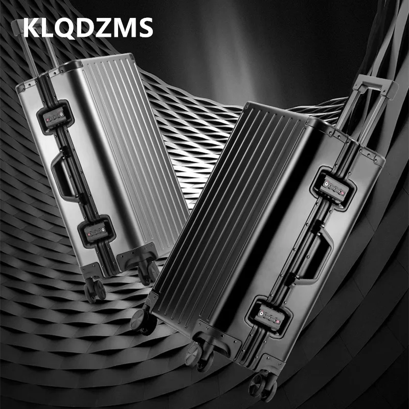 

KLQDZMS 20 "путешественный чемодан из алюминиевого магниевого сплава, посадочный ящик 24 "26" 28 дюймов, большой вместительный чемодан на колесиках, чемодан для кабины
