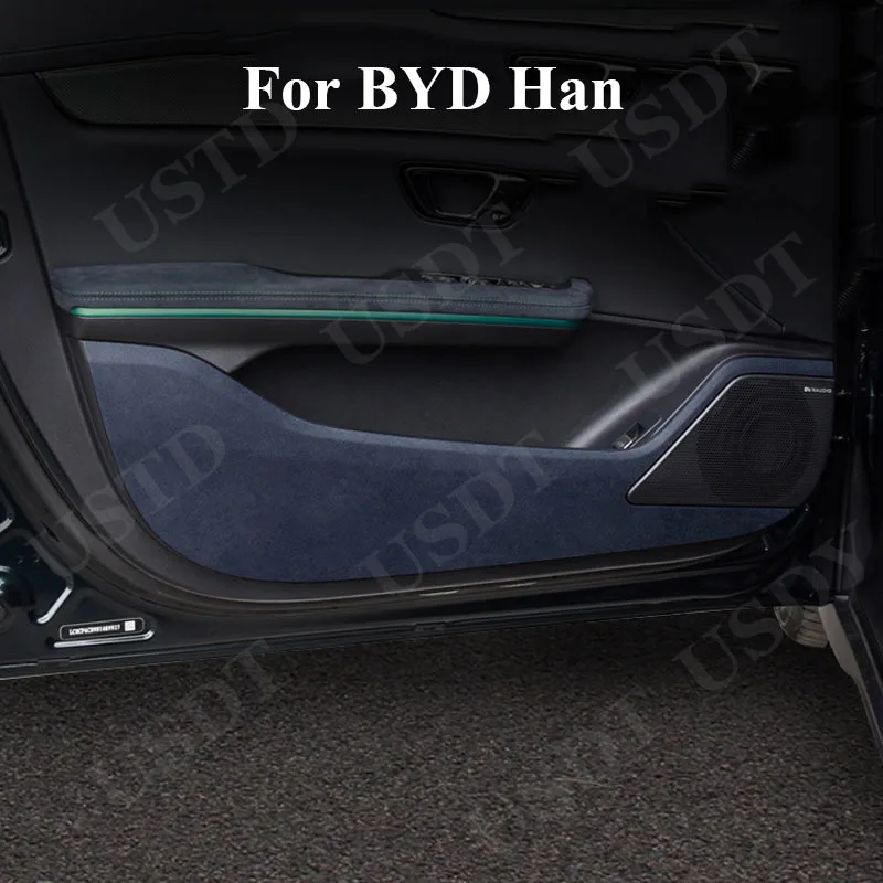 

4Pcs For BYD Han DMI EV 2022 2023 2024 2025 2021 Made of Alcantara Suede Car Door Anti Kick Mat Doors Anti-Dirty Sticker