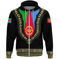 ERITREA Flag Map Graphic Sweatshirts ER Eritrea National Emblem Zip Up Hoodie For Men Clothing Casual Male Hoody Sport Pullovers
