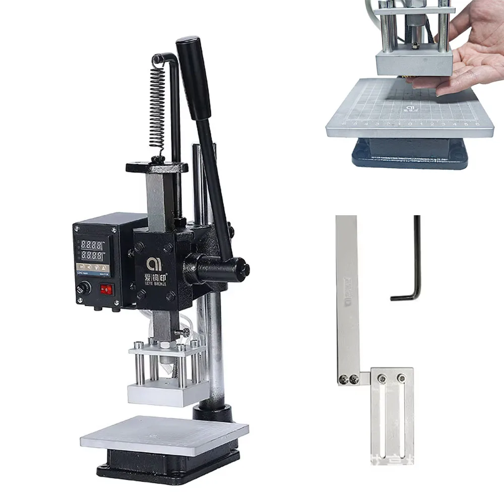 

8*10cm Desktop Small Constant Temperature Manual Hot Stamping Machine Leather Hot Press Imprinting Machine Logo Brander for Wood