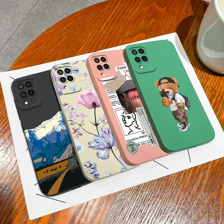 For Samsung Galaxy A12 M12 F12 Phone Case Cartoon Liquid Silicone Full Protection Anti Drop Cover For Samsung A 12 M 12 Bumper
