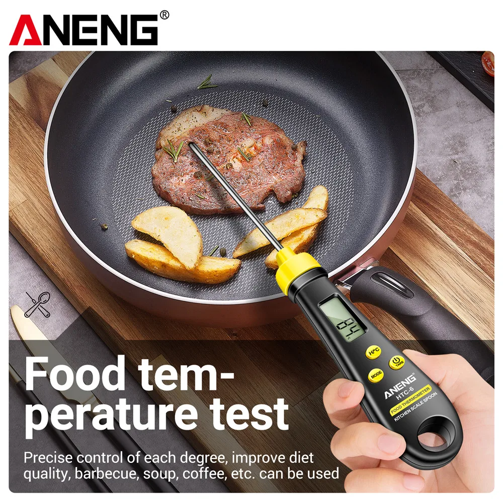 ANENG-Mini báscula Digital HTC-6, termómetro de cocina para barbacoa, carne, pastel, caramelo, freír, parrilla, cena, cucharas de cocina, utensilios para hornear