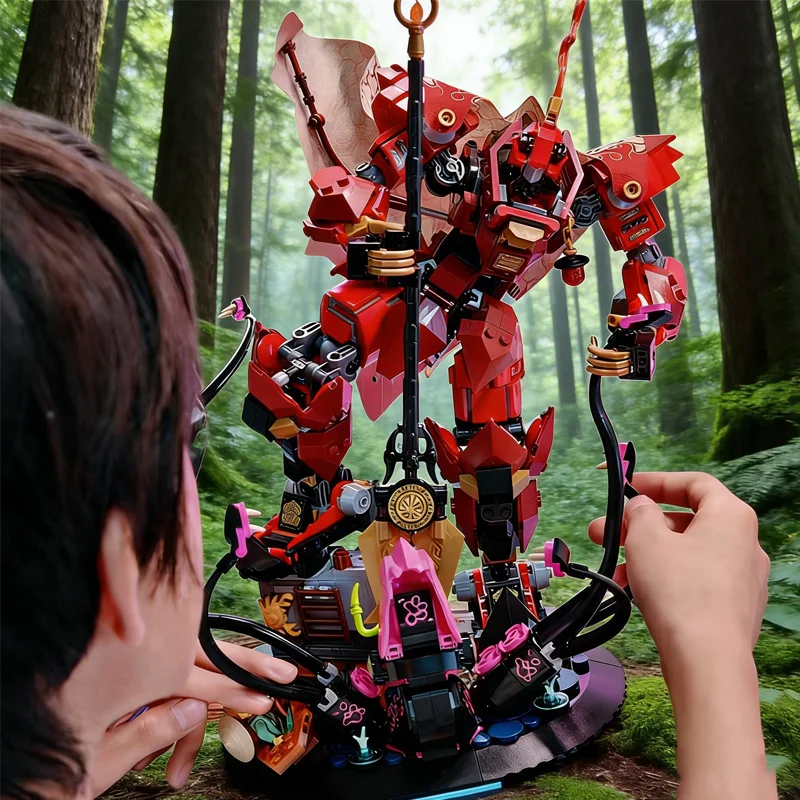 

Новинка, 996 шт., креативные строительные блоки, пламя, рыцарь, меха, головоломка для мальчиков, сборка, игрушки, подарок на день защиты детей, украшения для дома 71846