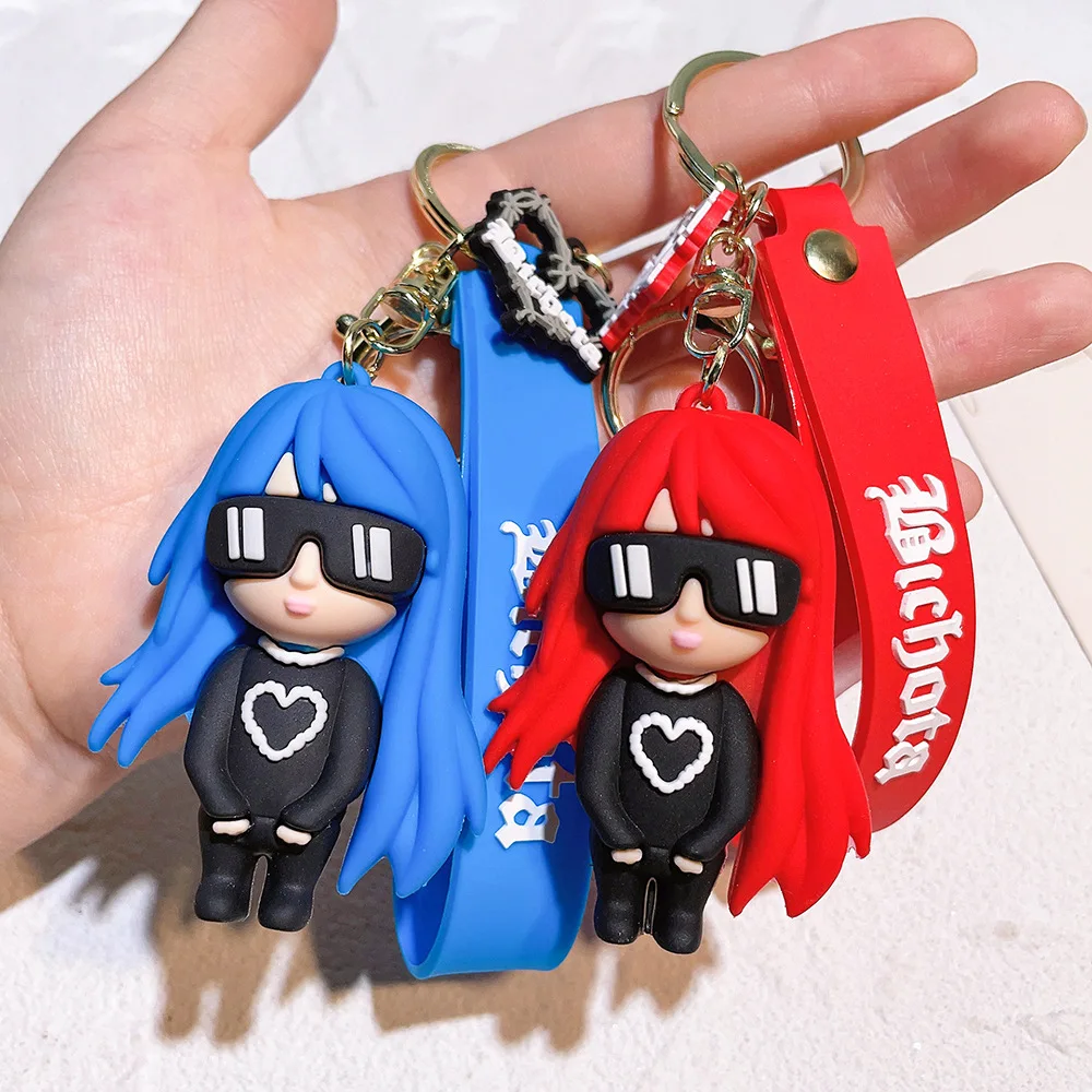 Cartoon Singer Karol G Silicon Doll Pendant Keychains Car Key Chain Keyring For men Women Phone Bag Ornament Jewelry Fans Gifts