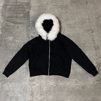 Autumn\\winter Black Zip Up Fur Patchwork Design Women Men Hoodies Fashion Warm Korean Style Sweatshirts Y2k Long Sleeved Unisex