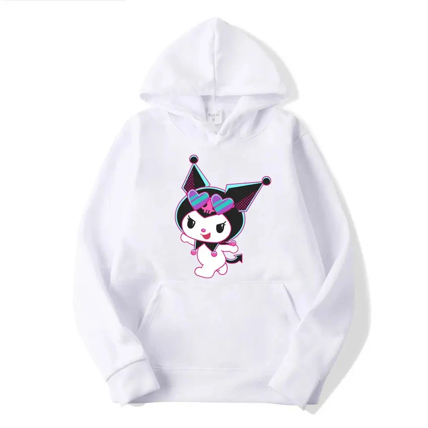 Grunge Odzież Jesień i zima Damska bluza z kapturem Sanrio Hello Kitty Kuromi Urocze ubrania Y2k Oversized Sweter z długim rękawem Płaszcz