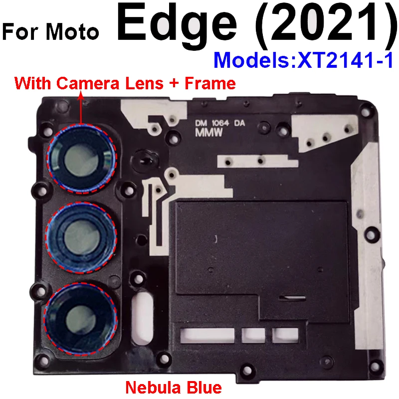 For Motorola MOTO Edge 2021 XT2141-1 Motherboard Mainboard Cover with Back Rear Camera Lens Glass with Frame Holder Repair Parts