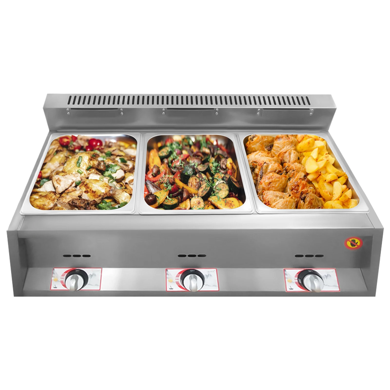 

kitchen accessories-Stainless Steel Food Heating Pot: Adjustable Firepower, 3 Pots for Frying and Heating