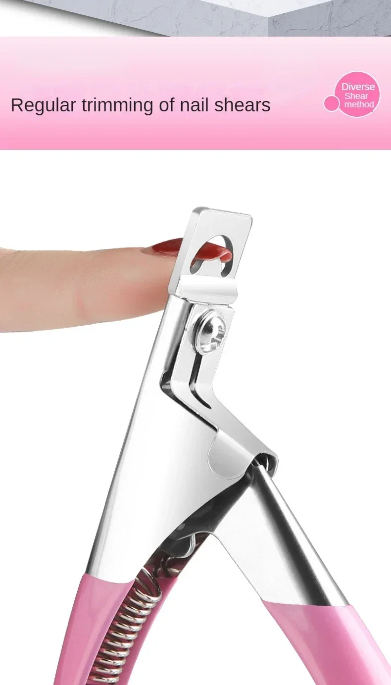 가짜 손톱 커터 유형 U 단어 거짓 팁 전문 손톱깎이 스트레이트 에지 커터 매니큐어 펜치 단두대 네일 캡슐