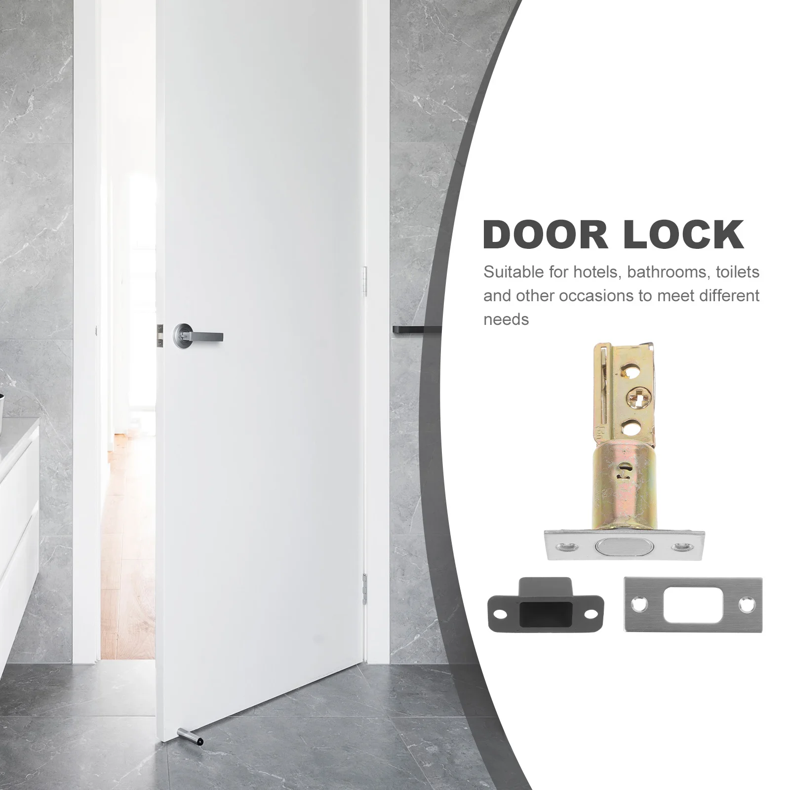 Fechadura de porta tubular invisível, fechadura ajustável, design compacto, trava de porta de madeira, fechadura de quarto, durável, confiável, fechadura tubular