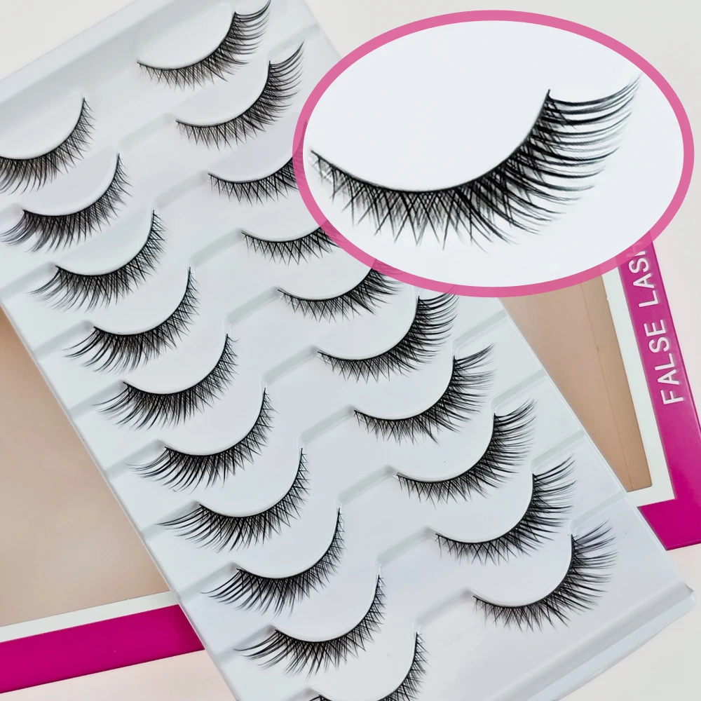 رموش Xuanfeiwu الطبيعية المائلة القصيرة من الأمام وطويلة من الخلف على شكل ثعلب، شريط كامل ممدود ذيل العين، شريط كامل رموش صناعية للحفلات ذات أداء مكياج خفيف واقعي، رموش عين القطة #5