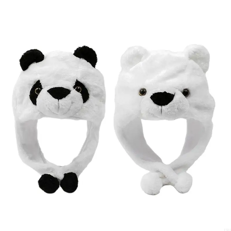 

P88A Halloween Animal Panda Hat Cartoon Headgear Panda Hat Furry Hat Headband Windproof Performance Props Dress Up