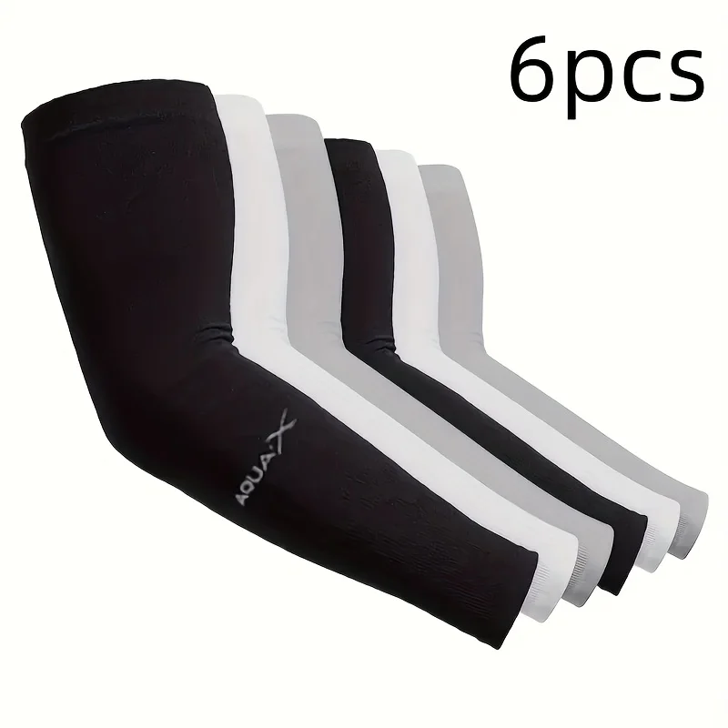 AliExpress NONE 2/6pcs Ice Sleeves Summer Ice Silk UV Protection Sunscreen Sleeves Breathable Cycling Men and Women, Outdoor Sports Elastic Fit