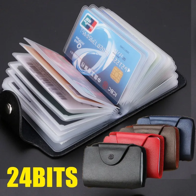 

24-bits PU Card Bag Business Card Storage Holder Portable Anti-theft ID Credit Card Bags Vintage Colorful Wallets for Women Men