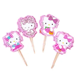 Kawaii 24pcs Cake Decoration Hellos Kittys Cake Topper Cute Cartoon Children's Party Decorations Anime Cake Insert Kids Gift