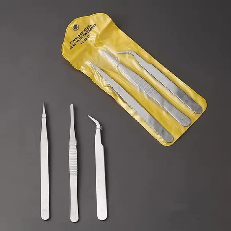 

3pcs Stainless Steel Assembly Repair Precision Set Tool Electronic Tweezers Bar Tool