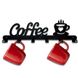 Coffee Mug Holder with 6 Hooks Metal Hanging Coffee Mug Wall Hanger Wall Mounted Coffee Cup Rack for Kitchen Bar Accessories