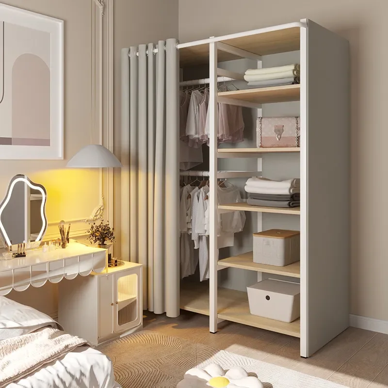 Simple Wardrobe Household Bedroom All Steel Structure Easy Assembly Fully Enclosed Storage Cloth Cabinet Strong Durable