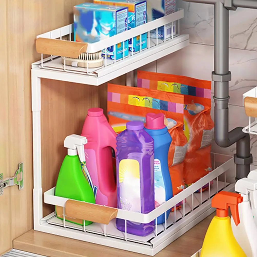 Kitchen Shelf Organizer Maximizing Storage Space Kitchen Efficient 2-tier Sliding under Sink Organizer Durable Metal for Kitchen