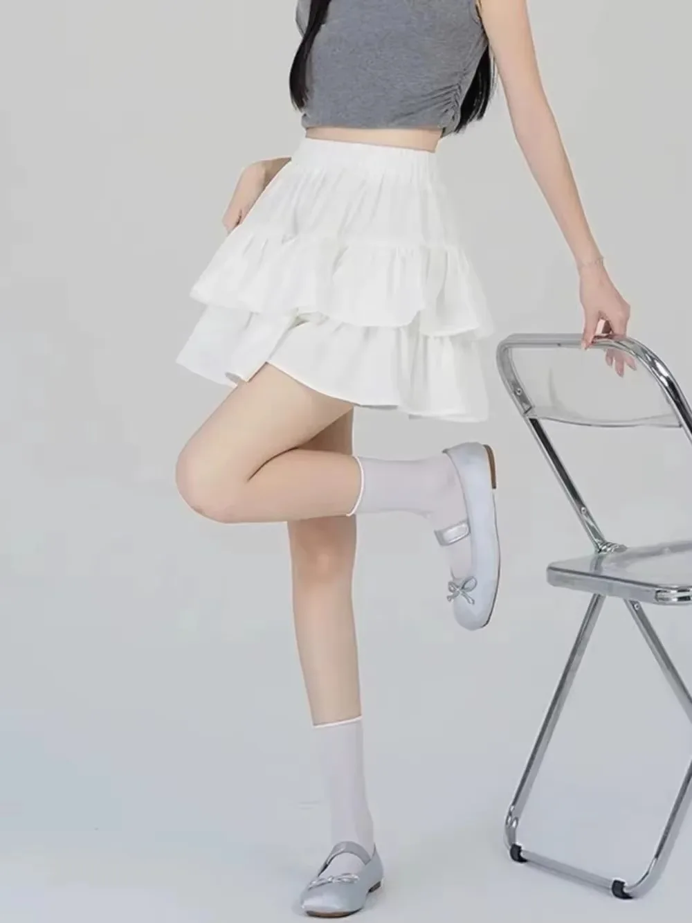 تنورة صيفية أنيقة عالية الخصر للسيدات على الموضة الكورية تنانير على شكل حرف A Y2K تنورة نسائية غير رسمية جديدة