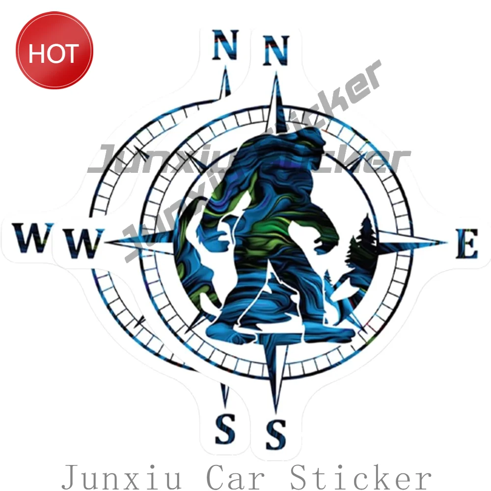 2 Pack Sasquatch Bigfoot Compass PVC Sticker For Car Window Laptop And Travel Luggage Vehicle Styling Accessories Decal