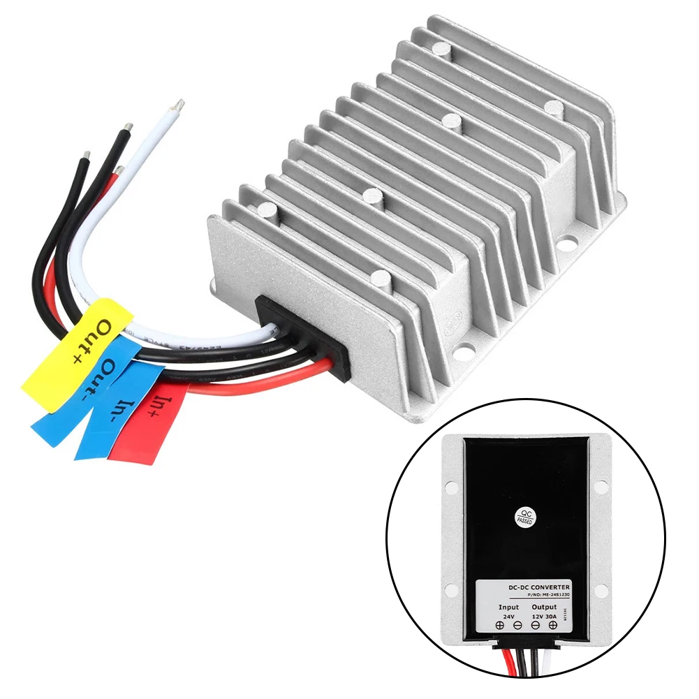 Waterproof DC 24V to 12V 30A 360W Step Down Voltage Converter Regulator for Solar Power Systems Telecommunications Ships Yachts