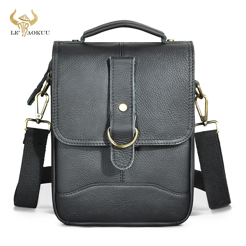 Full Grain Leather Travel One Shoulder messenger bag For Men Male cowhide Cross-body Bag 8