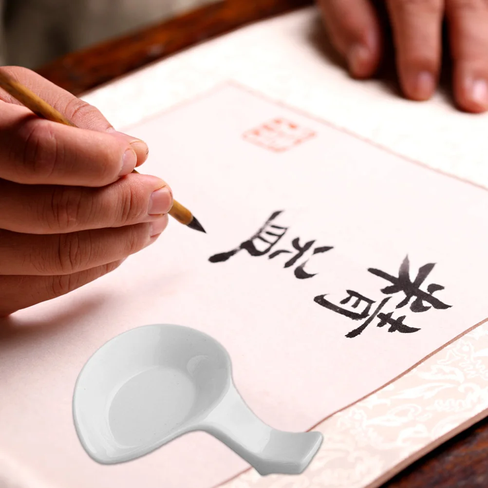 

3Pcs Calligraphy Brush Pen Holder Smooth Bottom Ceramic Pen Rack for Brush Washing and Safe Long-Term Use Decorative Stand