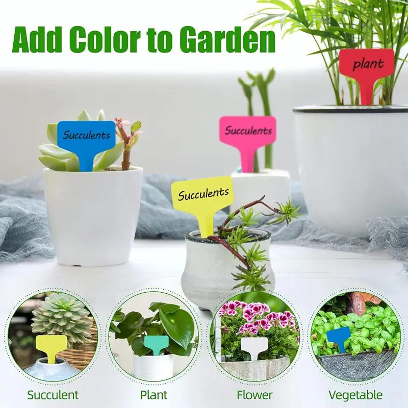 100pcs~50pcs 6x10CM T-Shape Plastic Plant Tags Waterproof Flower Varieties Tagging Marker Garden Labels Plaques For Plants Sign