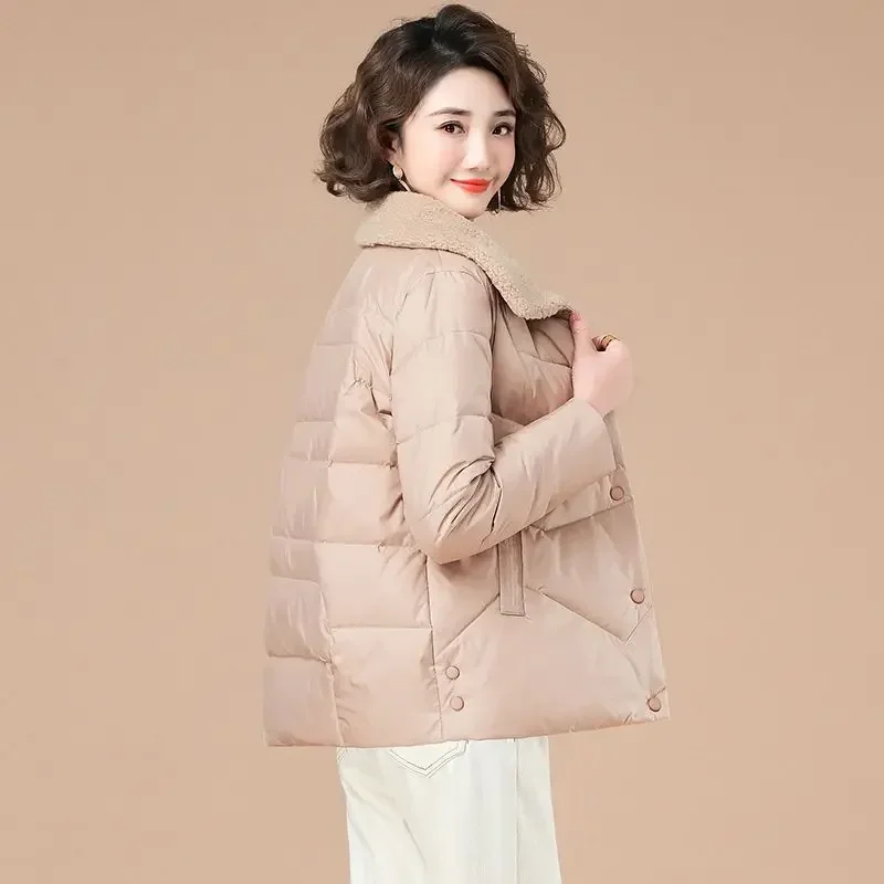 Cropped Thick Padding Quilted Padded Woman Coat Jackets For Women Brown Duck Down Short Winter Chic Point Hot Youthful Clothes